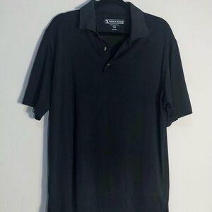 PEBBLE BEACH Men’s Size L Golf polo Shirt Performance  Black Short Sleeve Casual